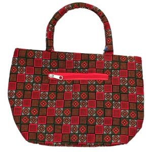 NAPALI DHAKA Hand Made Red and Brown Bag OS.